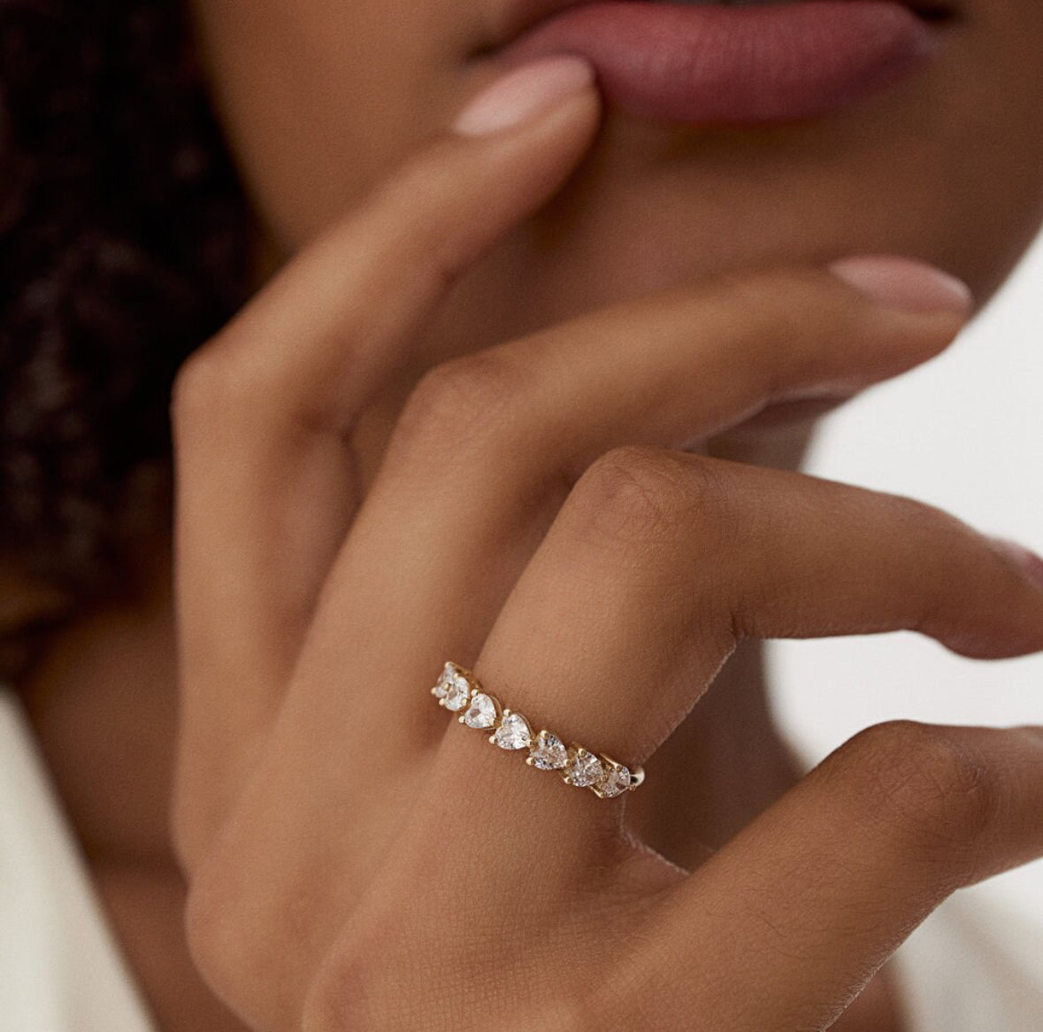 Half Heart Cubic Ring S925