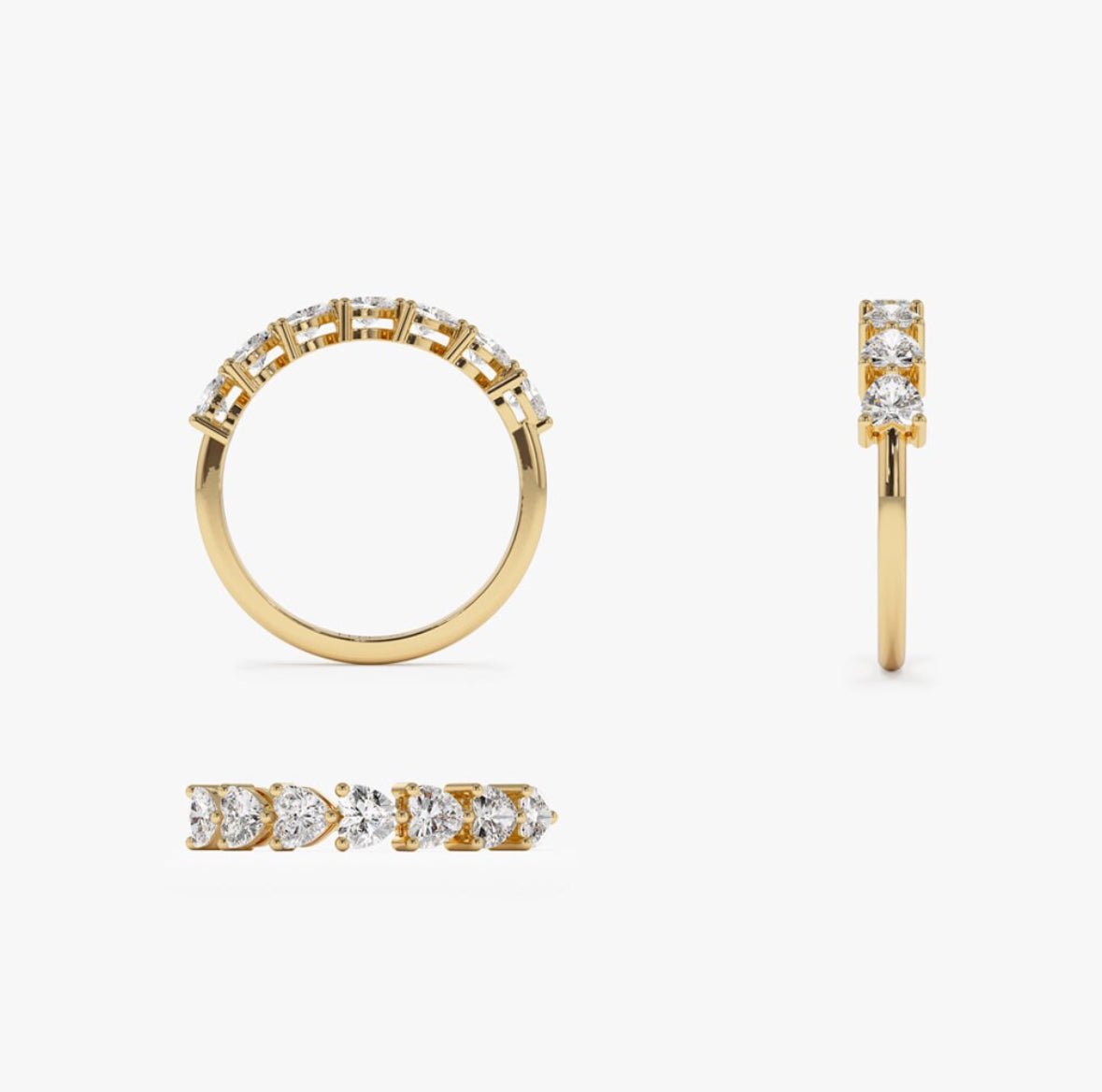 Half Heart Cubic Ring S925