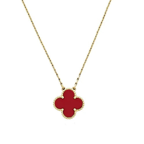 Gold + Red Clover Necklace