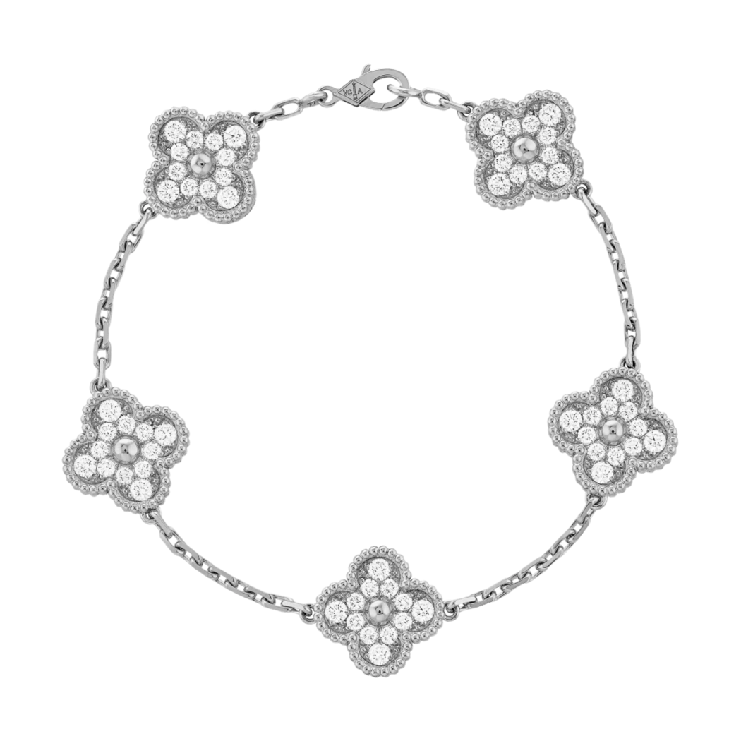 Clover Bracelet - Silver Diamond