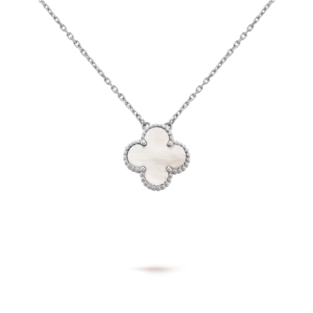 Silver + White Clover Necklace