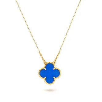 Gold + Blue Clover Necklace