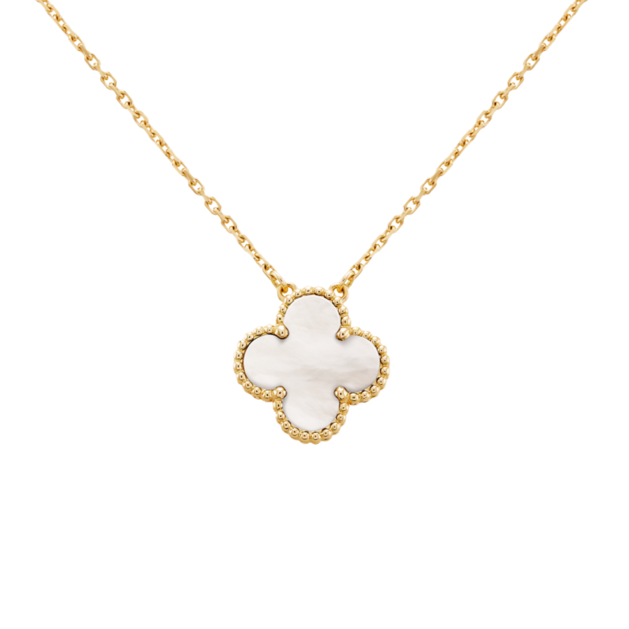 Gold + White Clover Necklace