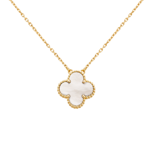 Gold + White Clover Necklace