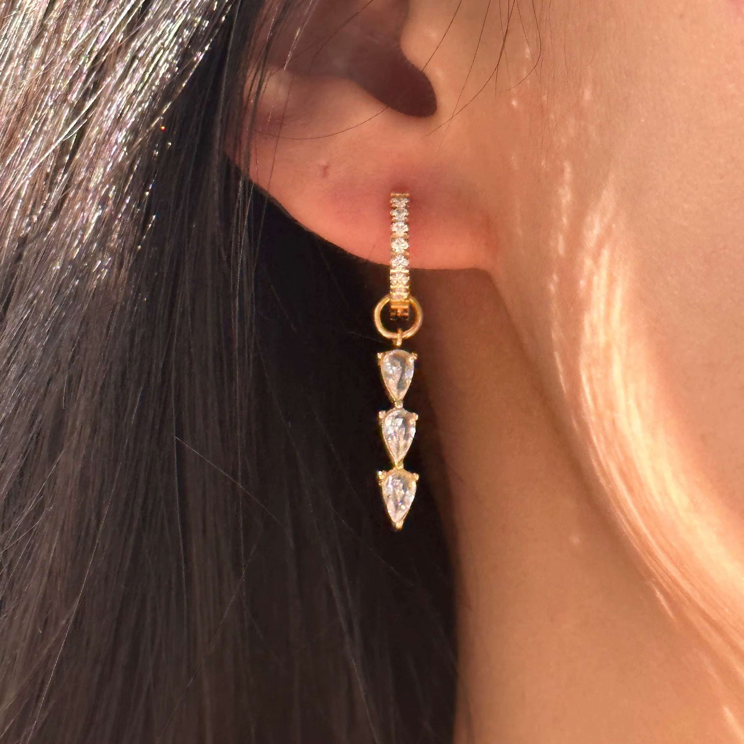 Drop Earrings Gold Zircon