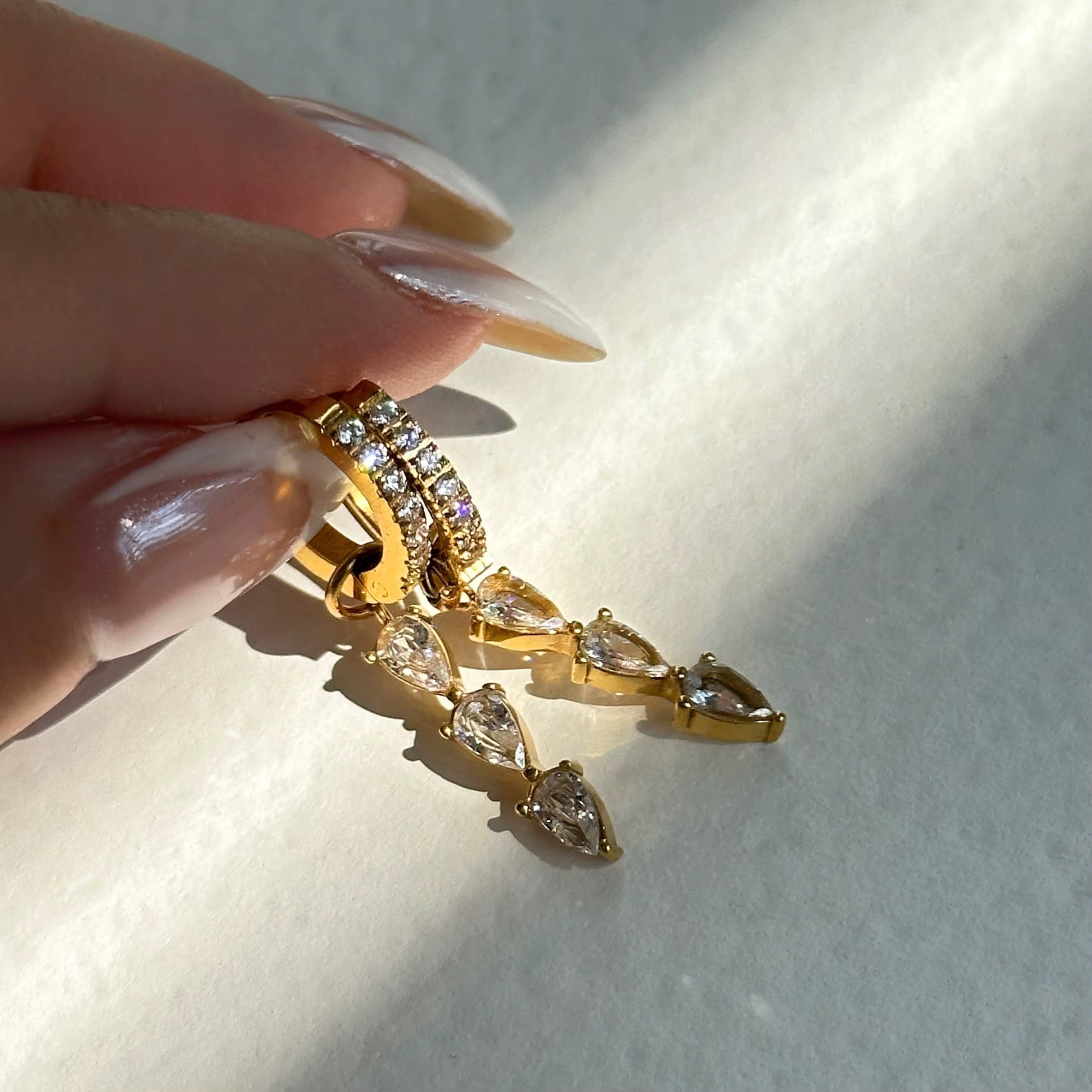 Drop Earrings Gold Zircon